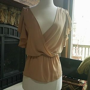 Nwt taupe sheer top L